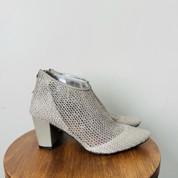 All Black Gray Woven Knit Heeled Ankle Boots Women’s Size 7.5 - Picture 4 of 10